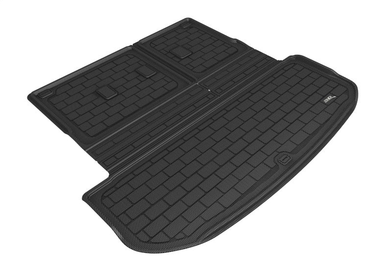 Black 3D MAXpider cargo liner for Hyundai Palisade 2020-2021, behind second row, made of durable rubber material.