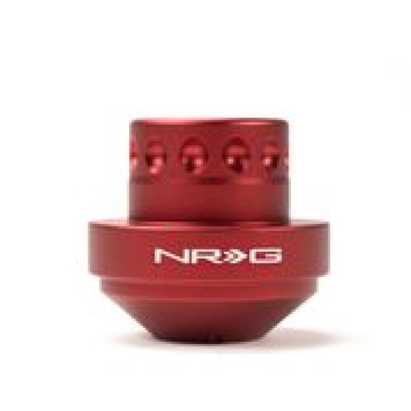 NRG matte red short hub adapter for 92-95 Honda Civic, 92-96 Prelude, and 90-93 Accord steering wheel hubs.