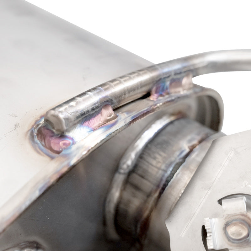 Stainless Works 2024 Mustang GT catback exhaust with quad tips, redline sound, and X-pipe performance connect system.