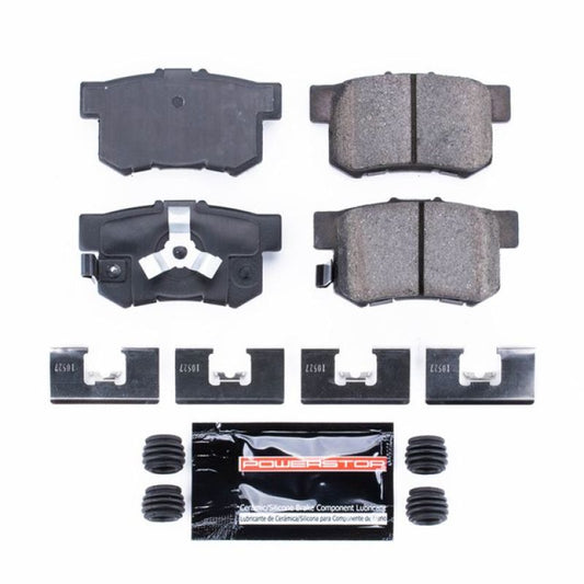 PowerStop Z23 Evolution Sport rear brake pads for 2010-2018 Acura RDX with hardware, high-performance brake components.