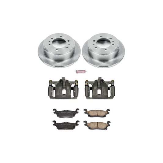 PowerStop OE rear brake kit with calipers for Hummer H3 2006-2010, includes brake rotors and hardware.