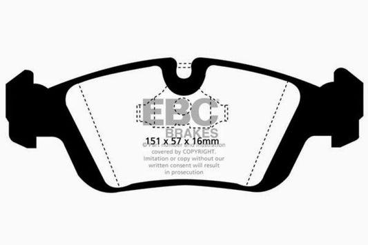 EBC Ultimax2 front brake pads for BMW Z3 1.9, OE quality brake pads with metal backing and friction material for reliable stopping power.