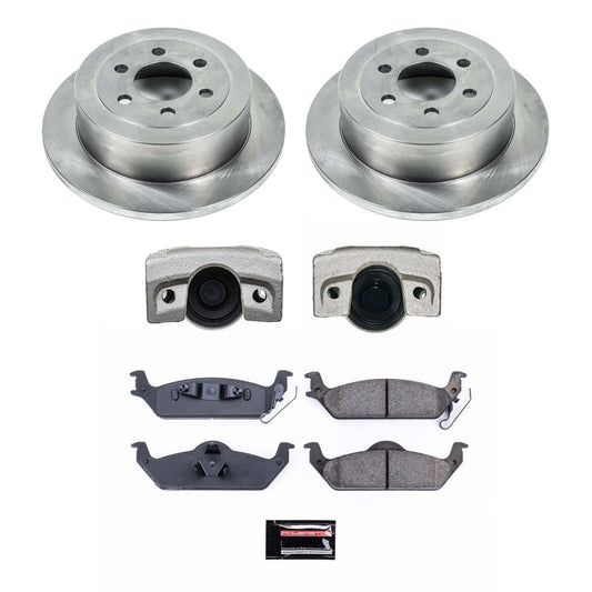 PowerStop OE rear brake kit with calipers for Dodge Dakota 2003-2004, including brake rotors and calipers for enhanced stopping power.