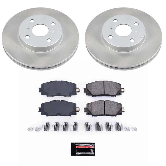 PowerStop semi-coated front brake rotor kit for 2007-2018 Toyota Yaris, performance brake component with clean, smooth rotor surface.
