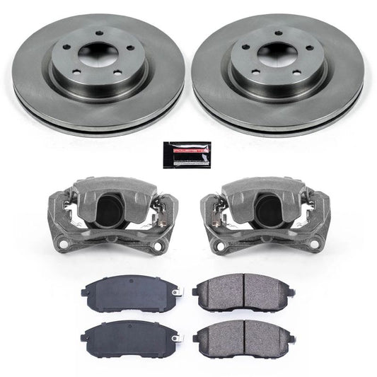PowerStop OE front brake kit with calipers for 2007-2013 Nissan Altima, includes brake rotors and calipers for vehicle stopping power.