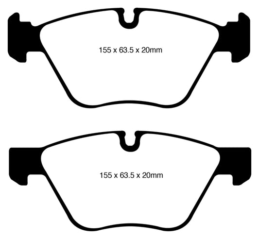 EBC Redstuff front brake pads for BMW 128 3.0, high-performance brake pads with red friction material for improved stopping power.