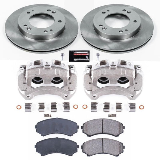 PowerStop OE brake kit with front calipers for 2002 Honda Passport, including brake rotors and hardware.