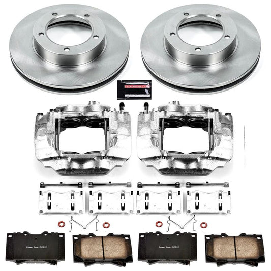 PowerStop OE front brake calipers and autospecialty kit for 2003-2007 Toyota Land Cruiser shown in the image.