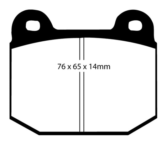 EBC Redstuff rear brake pads for Mitsubishi Lancer Evolution 2.0 Turbo, high-performance brake pads with red friction material.