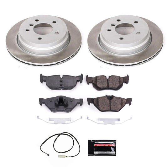 PowerStop rear semi-coated rotor kit for BMW X1 2013-2015, performance brake rotor set with blank finish.