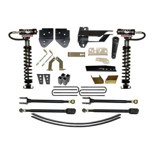 Skyjacker 8.5-inch coilover kit installed on a 2017 Ford F250-350 4WD truck, showing the heavy-duty suspension components.