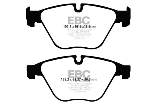 EBC Greenstuff front brake pads installed on BMW 535i 3.0 Turbo F10, performance brake pads for enhanced stopping power