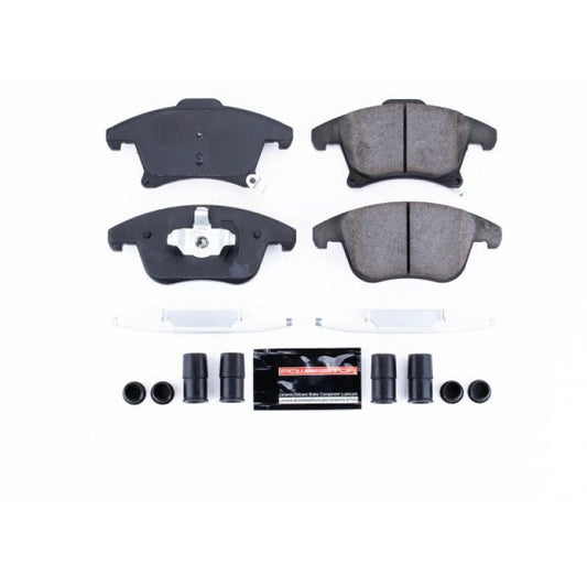 PowerStop Z23 Evolution Sport front brake pads for 2013-2019 Ford Fusion with hardware, high-performance brake pad set.