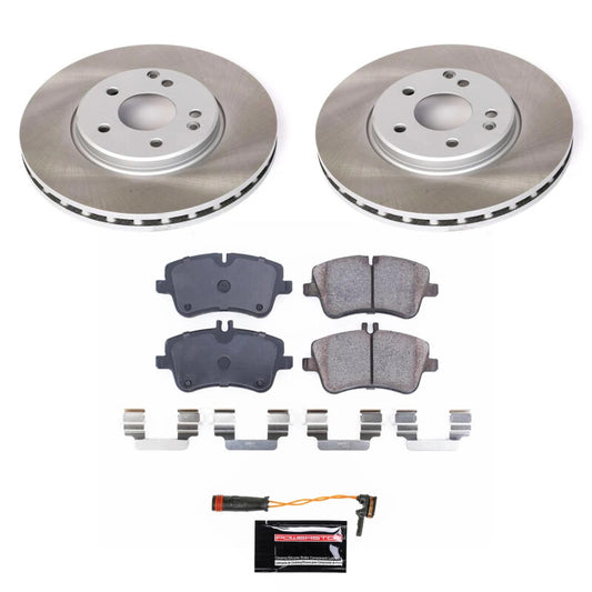 PowerStop front semi-coated rotor kit for Mercedes-Benz SLK300 2009-2011, performance brake kit with blank rotors.