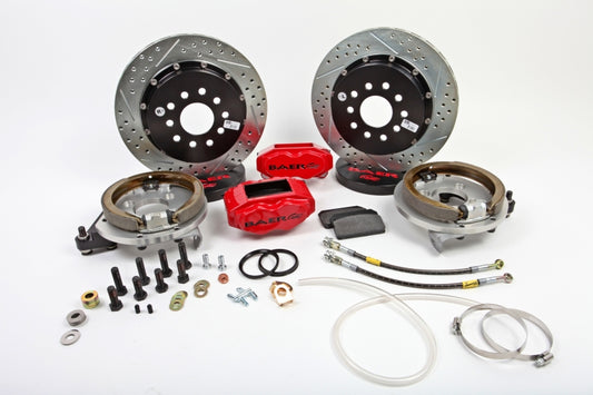 Baer Brakes 73-77 Buick Century SS4+ rear SDZ brake kit with fire red calipers and 13-inch rotors, performance brake system.