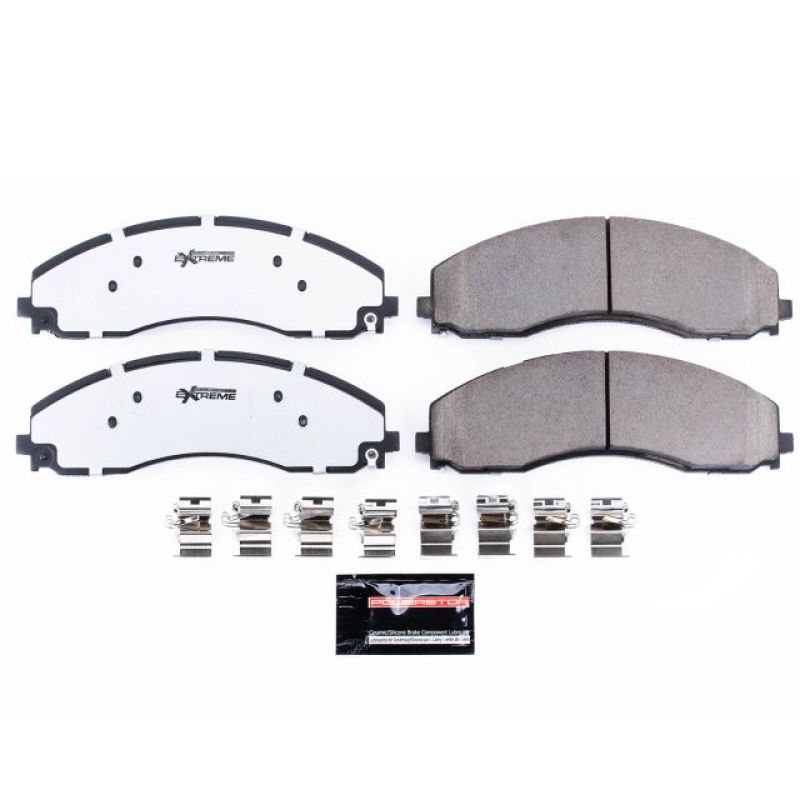 PowerStop rear Z36 performance brake pads with hardware for Ford F-450 Super Duty 2017-2019 truck and tow applications.