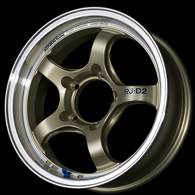 Advan RG-D2 cast wheels with 17x8 inch size, +35 offset, 4x100 bolt pattern, Machining and Champagne Gold finish.