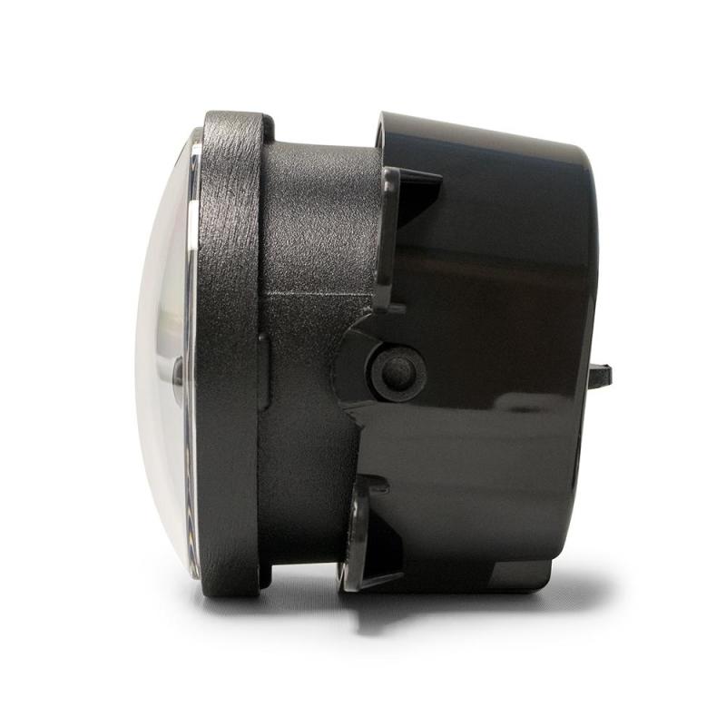 DV8 Offroad Jeep Wrangler JK fog lights with 30W LED bulbs, replacement lights for 2007-2018 models, mounted on vehicle.
