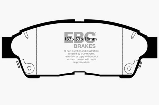 EBC Greenstuff front brake pads for 1993-1997 Geo Prizm 1.6, performance brake pad set with green friction material