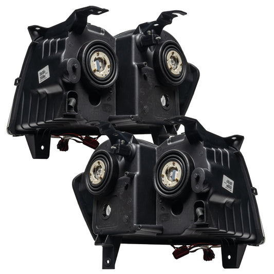 Oracle Lighting Jeep Grand Cherokee 2008-2010 ColorSHIFT SMD headlights, non-HID, with vibrant LED lighting visible in the image.