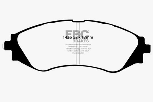 EBC Redstuff front brake pads for Daewoo Leganza 2.2, high-performance brake pads with red friction material.