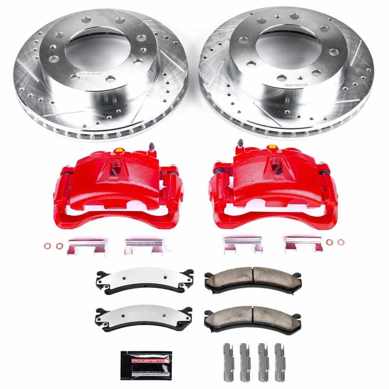 PowerStop Z36 truck and tow rear brake kit for 2007-2010 GMC Sierra 3500 HD, includes performance brake components with calipers