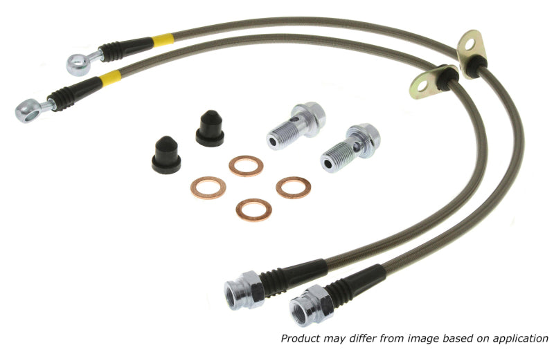 StopTech stainless steel front brake lines for 2006-2007 Chrysler 300C SRT-8, automotive brake line kit with durable metal fittings