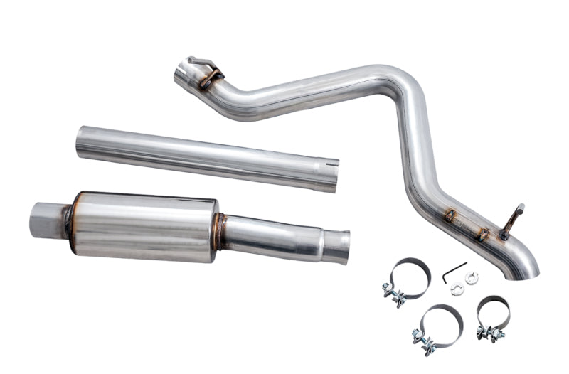 AWE Tuning cat-back exhaust system for 2018+ Jeep Wrangler JL/JLU Trail Edition with polished tips and dual exhaust outlets.