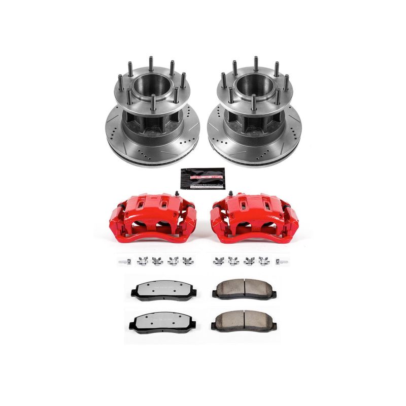 PowerStop front Z36 brake rotors with slot and drilled design for Ford F-350 Super Duty trucks, part of the Truck & Tow Kit.