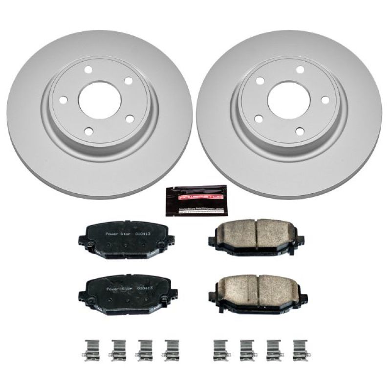 PowerStop Z17 Evolution coated rear brake kit for 2012-2016 Chrysler Town & Country, performance brake components with geometric coating.