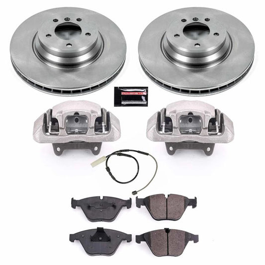 PowerStop OE front brake calipers for BMW 335is 2011-2013, with Autospecialty caliper kit visible in the image.