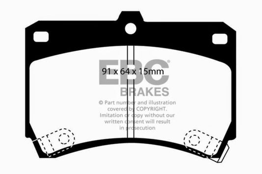 EBC Greenstuff front brake pads for Ford Aspire 1.3 manual, performance brake pads with green friction material.