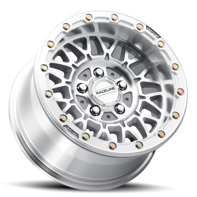 Forged Raceline A15 Omega 15x8 inch wheels with 5x114.3 bolt pattern, machined finish, 0mm offset, and 68mm bore.