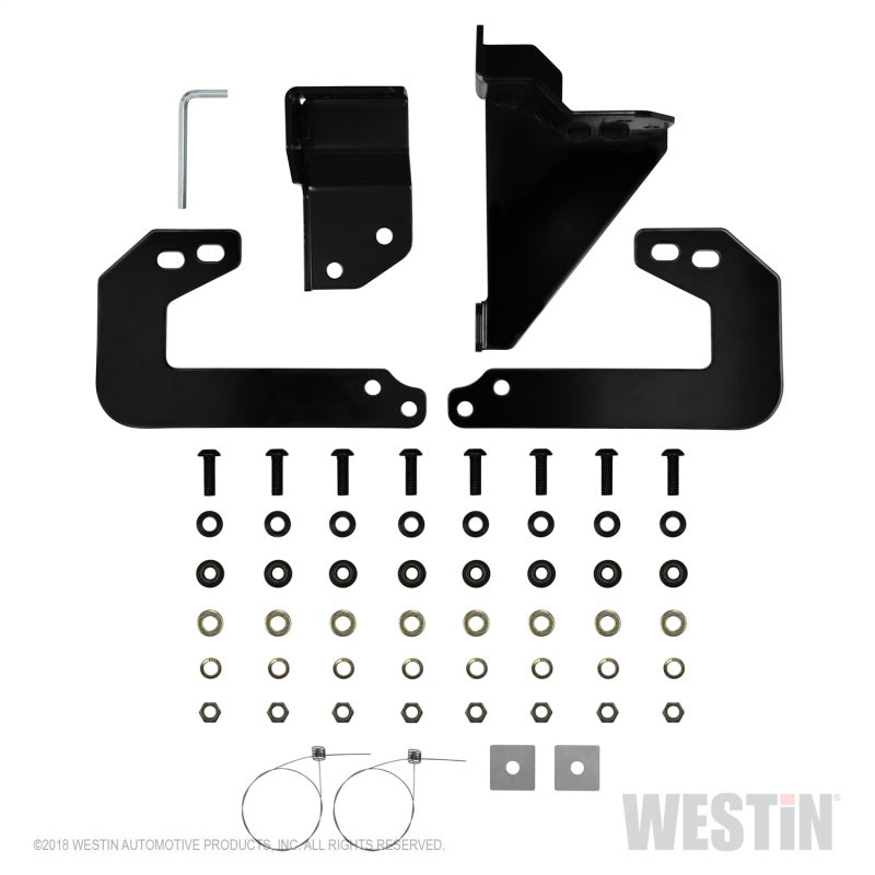 Westin HDX grille guard in black on Ford F-250/350 truck with front camera, rugged protective front grille for heavy-duty trucks.