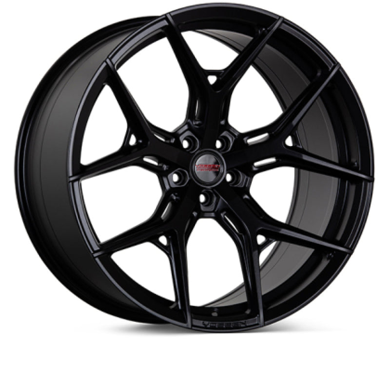 Vossen HF5 satin black 22-inch forged wheel, 9-inch width, ET25 offset, 5x112 bolt pattern, flat finish on car wheel