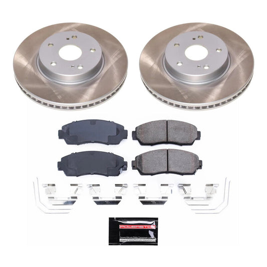 PowerStop front semi-coated brake rotor kit for 2016-2019 Subaru Legacy, performance blank brake rotors with vented design.