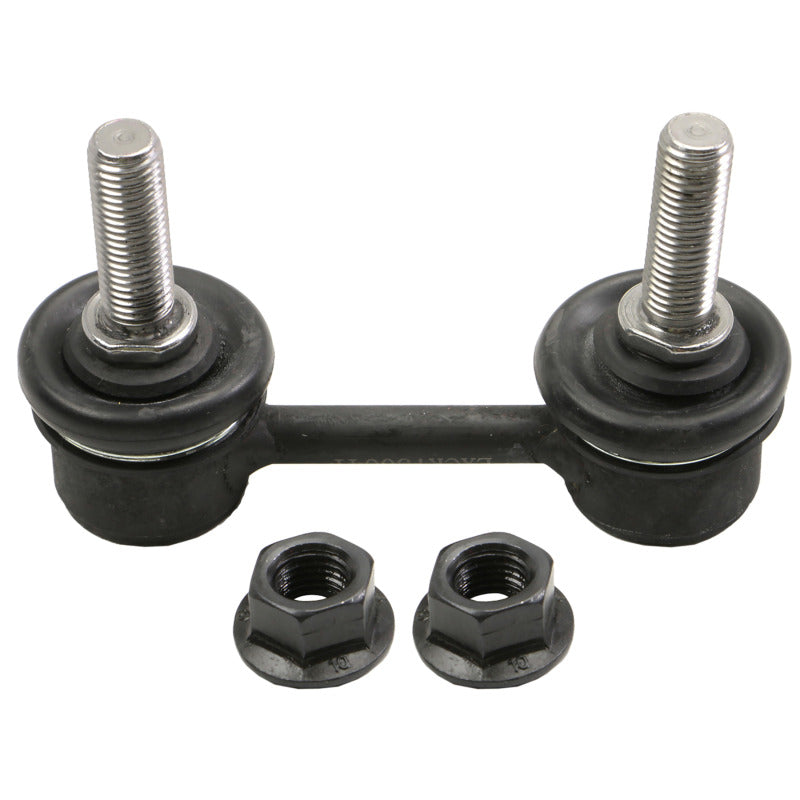 Moog Subaru Forester rear sway bar endlink kit showing metal links with rubber bushings attached to vehicle suspension.