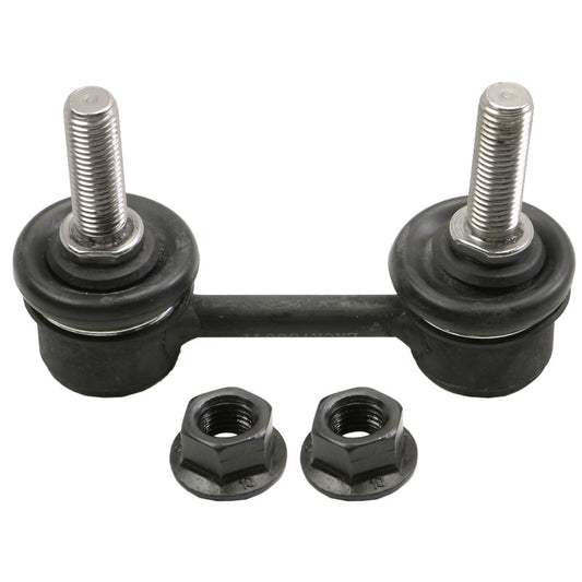 Moog Subaru Forester rear sway bar endlink kit showing metal links with rubber bushings attached to vehicle suspension.