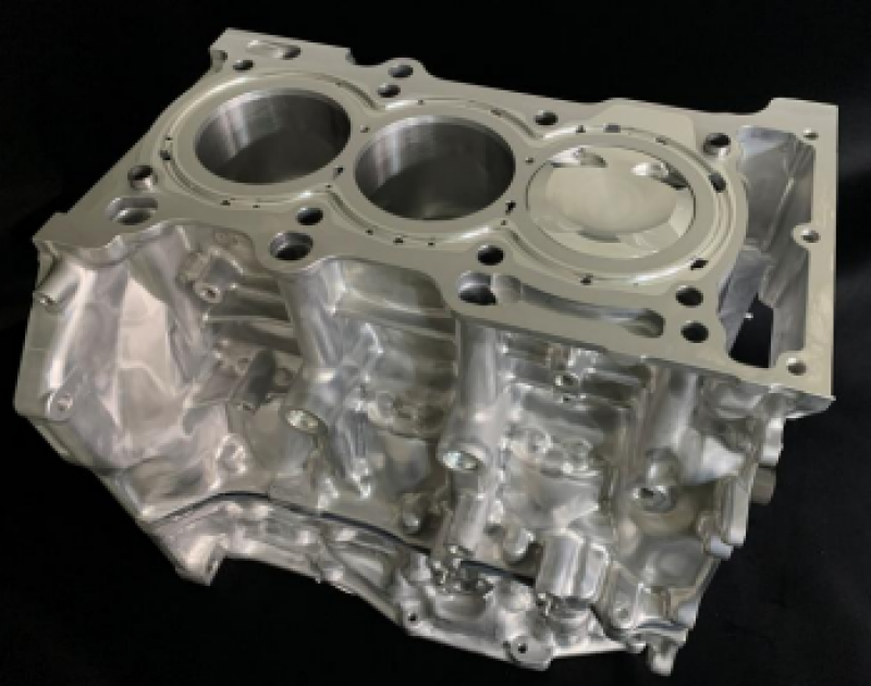 HKS G16E 1.75L LC S3 closed-deck short block engine, showing the engine block with visible components and branding.