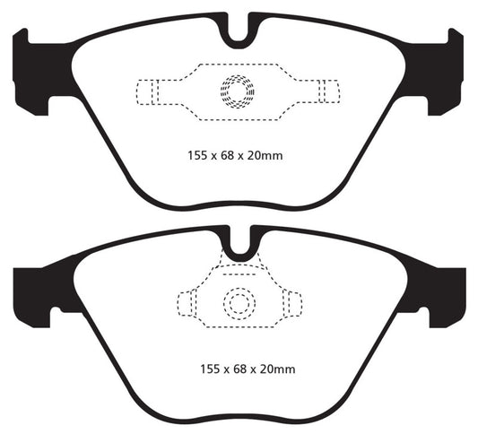 EBC Redstuff front brake pads for BMW Z4 3.0 Twin Turbo iS (E89) performance brake pads, shown in red color.