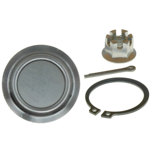 Moog front lower ball joint for Acura RSX 2002-2004, close-up view showing its metal construction and mounting points.