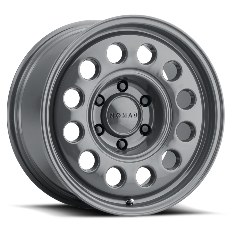 Forged Nomad N501UG Convoy 18x8-inch utility gray wheel with 5x120 bolt pattern, 44mm offset, and 73.1mm bore.