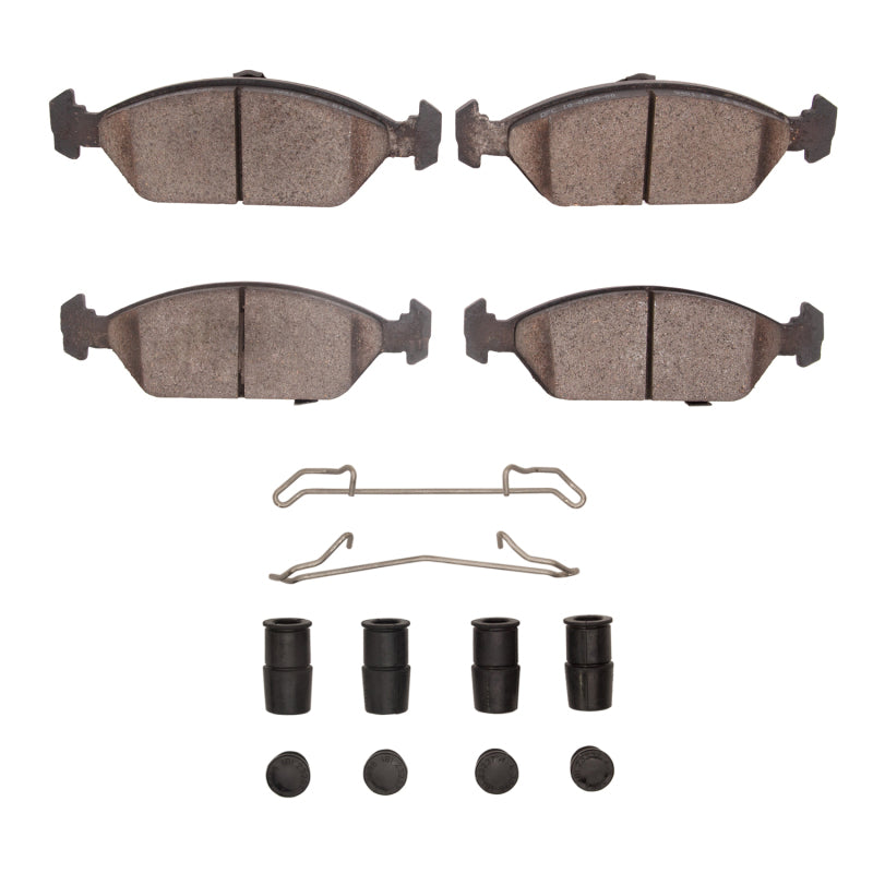 R1 Concepts Kia Sephia front ceramic brake pads and hardware kit, OE quality, featuring brake pads and hardware components.