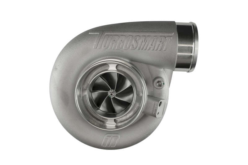 Turbosmart 6870C V-Band externally wastegated C-Frame TS-1 turbocharger with 0.96 AR, shown from side view