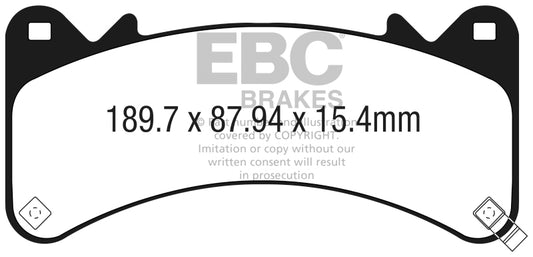 EBC Ultimax2 front brake pads for Chevrolet Tahoe 2015+ 2WD with 6 piston Brembo brake system, OE style replacement.