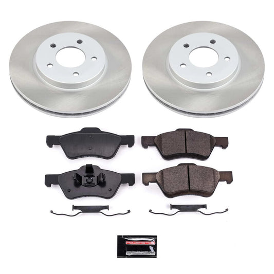 PowerStop front semi-coated rotor kit for 2008-2010 Mercury Mariner, high-performance brake components shown in the image.