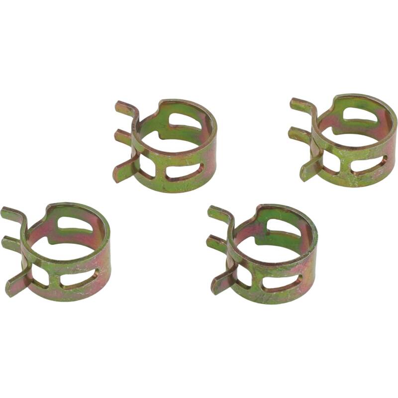 All Balls Racing 12mm hose clamps, set of 4, durable metal clamps for securing hoses in automotive or motorcycle applications.
