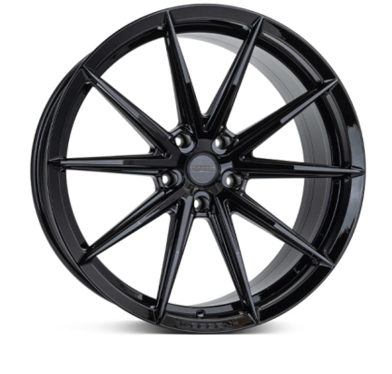 Vossen HFX-2 forged 20x9.5 inch gloss black wheels with ET30 offset and 6x135 bolt pattern on a vehicle.