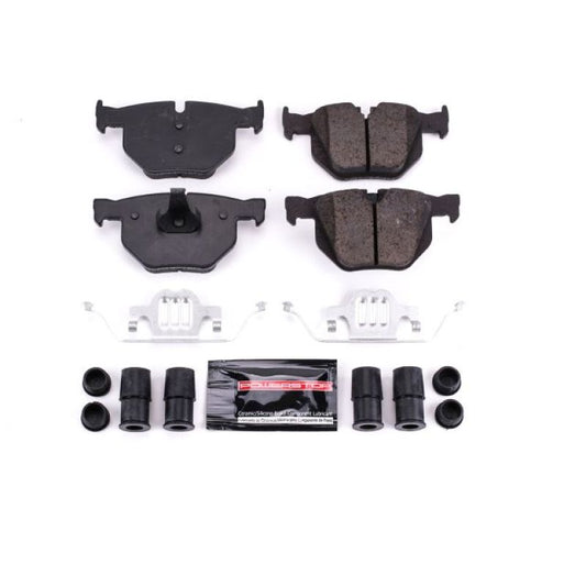 PowerStop Z23 Evolution Sport rear brake pads for BMW X5 2007-2018, with hardware, high-performance brake pad set.