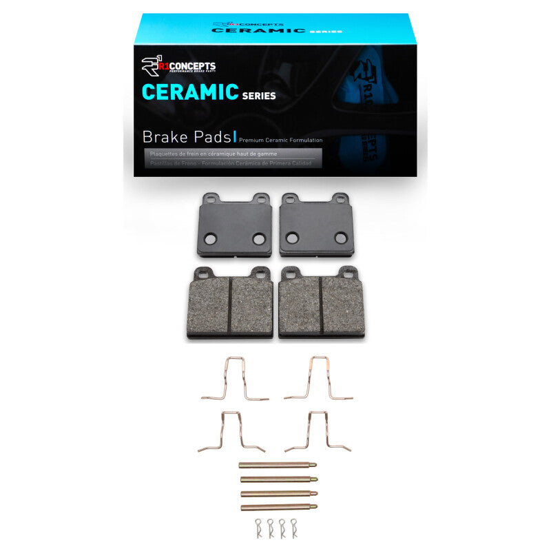 Mercedes-Benz 220SB R1 Concepts ceramic brake pads and hardware kit for front OE replacement, with detailed hardware components visible.